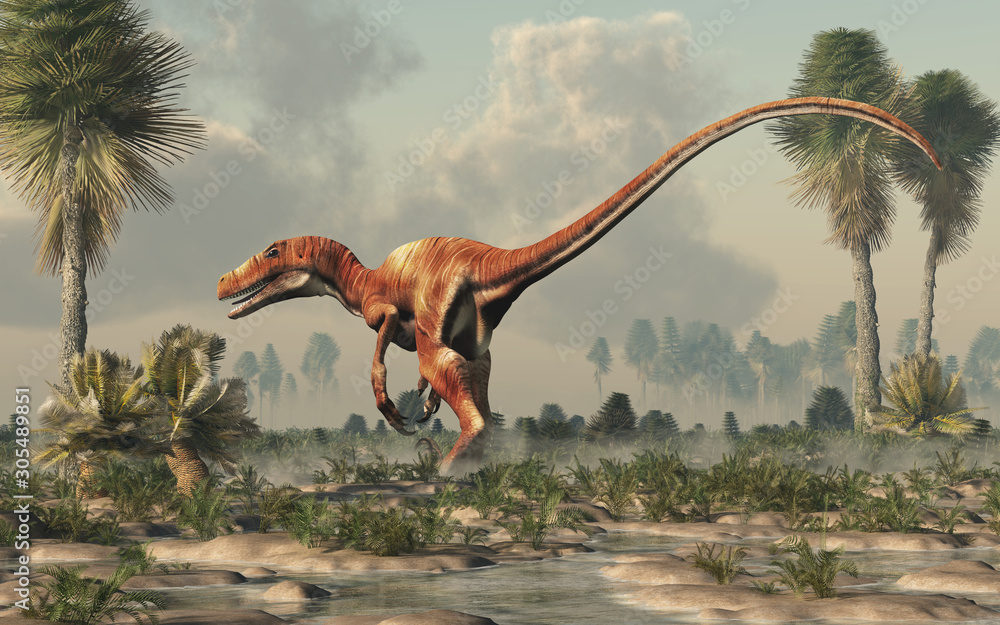 Aufkleber deinonychus is a theropod dinosaur, a cousin of velociraptor, that lived during the cretaceous. here