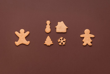 Christmas gingerbread cookies.  Family time symbols. Xmas signs
