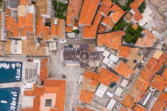 Aerial view above Church of Saint Blaise at Dubrovnik old town, Croatia.