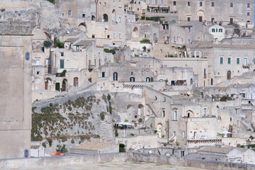 Obraz premium Sassi of Matera. Houses built partly in the rock and partly with tuff blocks.