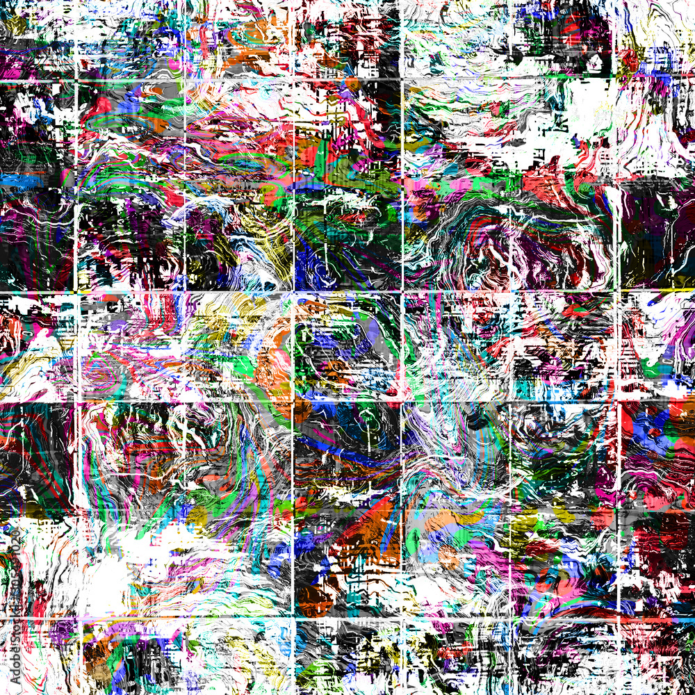 Poster colorful mosaic squares and grunge effect textured pattern background with warm and dark pastel colo