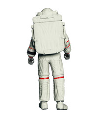 Astronaut in spacesuit from back, isolated on white. 3D rendering. © Nada Sertic