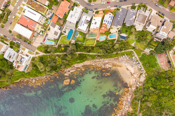 Aerial view of Gordons Bay natural reserve, Sydney, Australia.