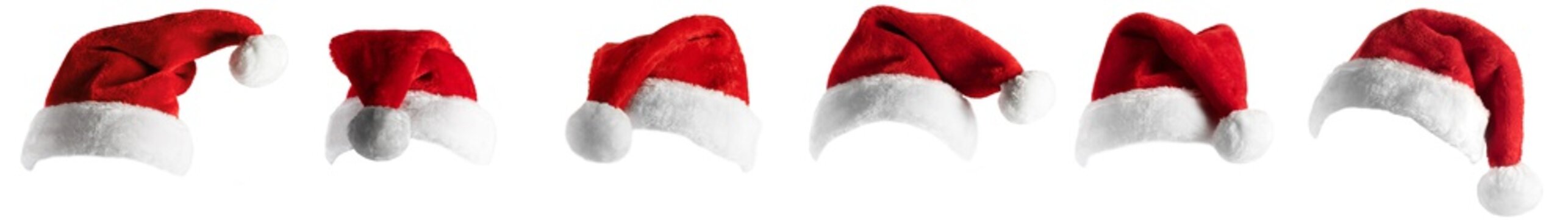 isolated santa hat collection on white