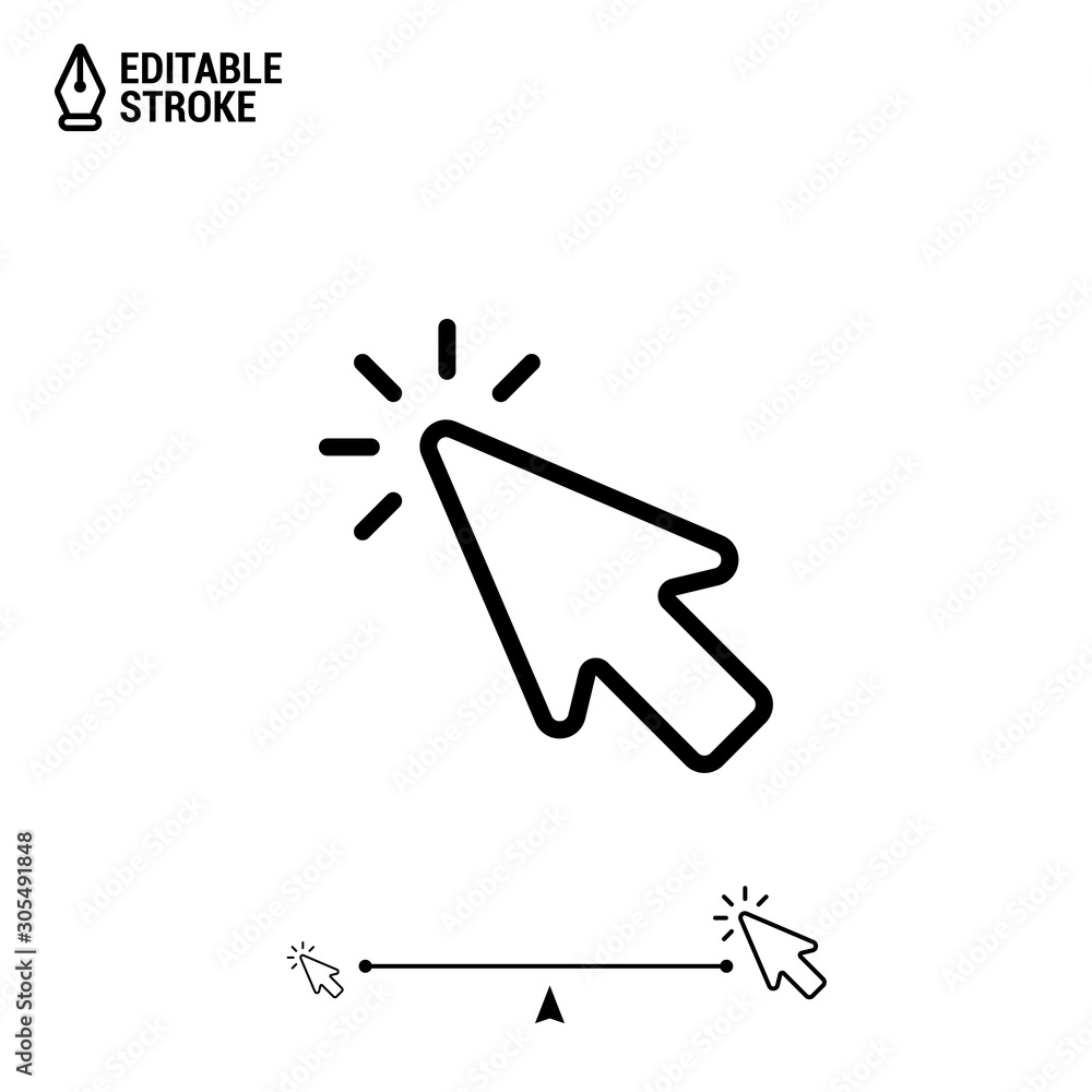 Poster click icon. mouse cursor with editable stroke. vector