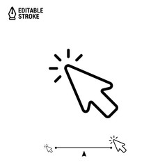 Click icon. Mouse cursor with editable stroke. Vector