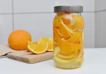 Orange peel infused vinegar for all purpose cleaning, homemade, zero waste, natural cleaner.