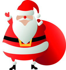 santa claus with shopping bag of gifts vector isolated on white background 