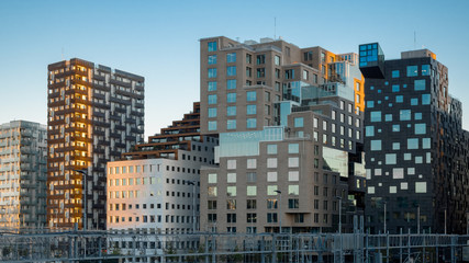The buildings scandinavian architecture in Oslo, Norway - obrazy, fototapety, plakaty
