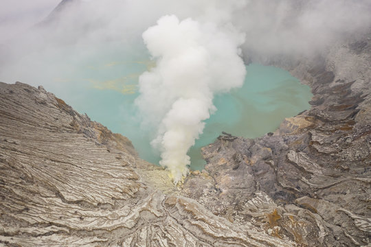 Aerial view of Gn. Merapi hot sprint, Indonesia.