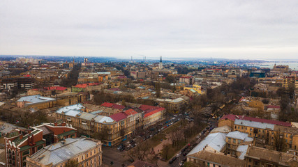 Odessa from a height, city center, old city, drone