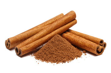 Aromatic cinnamon, isolated on white