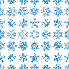 Snow icon or snowflake logo seamless pattern on white background