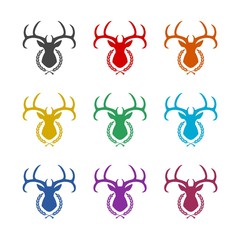 Deer head icon silhouette logo isolated on white background