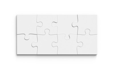 Puzzle mockup 4x2 pieces. 3d illustration