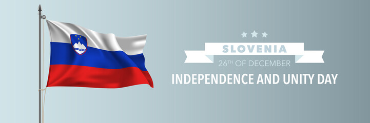 Slovenia happy independence and unity day greeting card, banner vector illustration