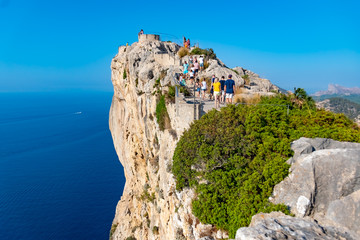 Fototapeta na wymiar Mirador es Colomer - the main viewpoint at Cap de Formentor located on over 200 m high rock, Mallorca, Spain