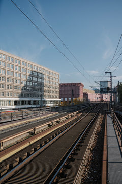Rail tracks near Alexanderplatz, Berlin, Germany
