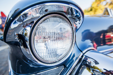 Front light of retro classic car Oldtimer