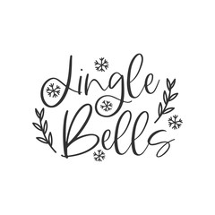 Jingle bells black hand written lettering phrase