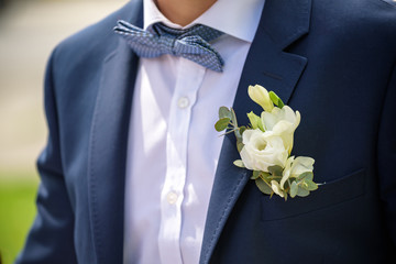 groom in a jacket, boutonniere on a jacket, the groom adjusts his jacket, The morning of the groom,...