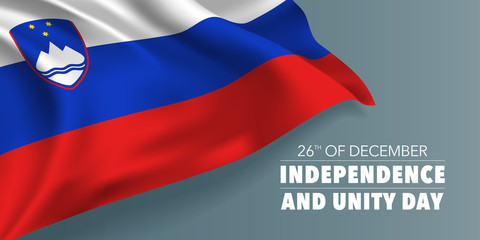 Slovenia independence and unity day greeting card, banner with template text vector illustration