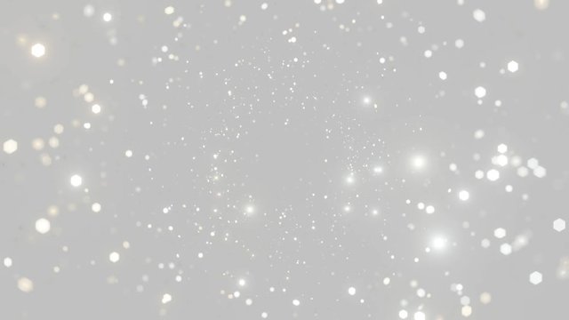 Abstract motion background shining silver particles. Shimmering Glittering Particles With Bokeh. Seamless 4K loop video