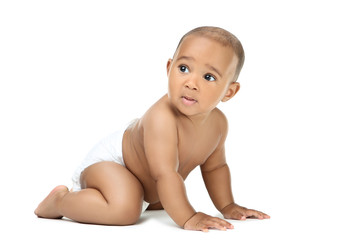 American baby girl isolated on white background