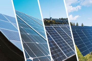 Solarzellen Collage Erneuerbare Energie