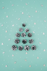 Christmas and new year concept. Mint backdrop.