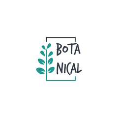 Botanical Logo Template elegant, hand drawn, leaf, simple, wedding, spa and beauty salon, boutique, organic shop