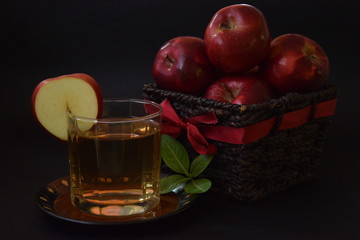 Red Apples With Glass Of Apple Juice