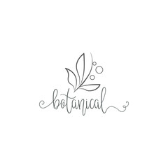 Botanical Logo Template elegant, hand drawn, leaf, simple, wedding, spa and beauty salon, boutique, organic shop