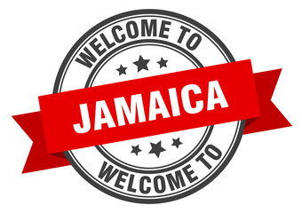 Fototapeta premium Jamaica stamp. welcome to Jamaica red sign