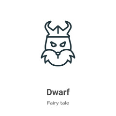 Fototapeta premium Dwarf outline vector icon. Thin line black dwarf icon, flat vector simple element illustration from editable fairy tale concept isolated on white background