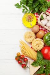 Pasta, tomatoes and herbs