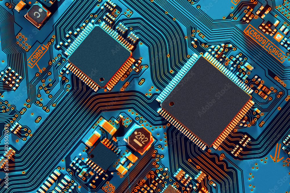 Canvas Prints electronic circuit board close up.