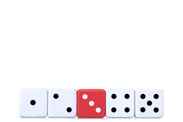 Leader concept. Red and white dices