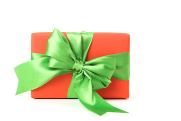 Gift box with ribbon isolated on white background