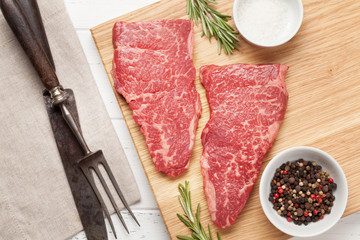 Raw marbled beef steak