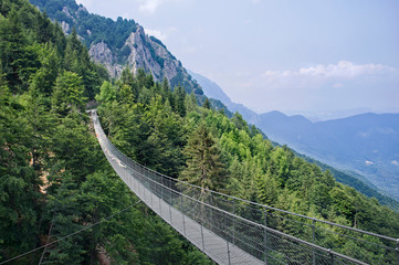 Tibetan suspension metal bridge