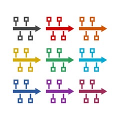 Obraz premium Timeline color icon set flat illustration for graphic and web design isolated on white background