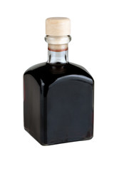 Homemade cherry liqueur in squared bottle