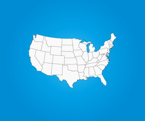 United States Map, states border map. Vector illustration.