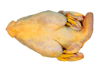 Background of whole fresh corn chicken uncooked isolated on white background with clipping path. 