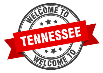 Tennessee stamp. welcome to Tennessee red sign