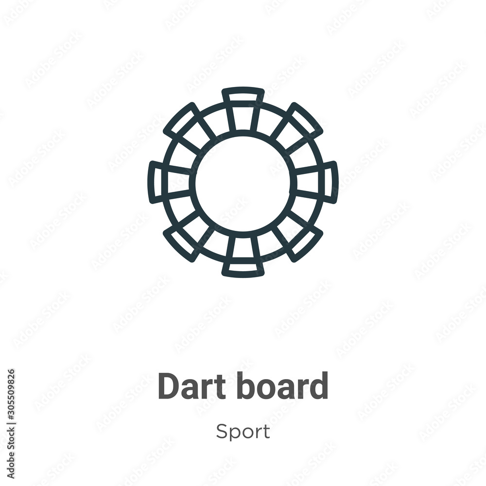 Poster dart board outline vector icon. thin line black dart board icon, flat vector simple element illustra