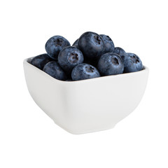 Blueberries in small white pot