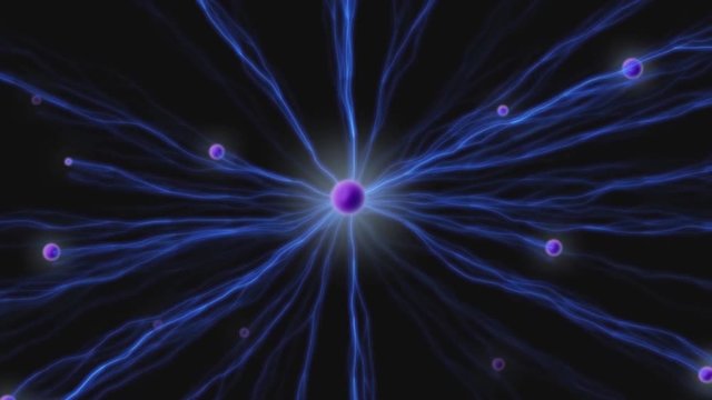 Two lights collide and explode into a plazma or energy ball - animation