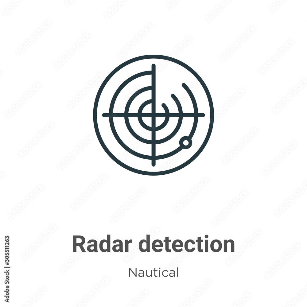 Poster radar detection outline vector icon. thin line black radar detection icon, flat vector simple elemen